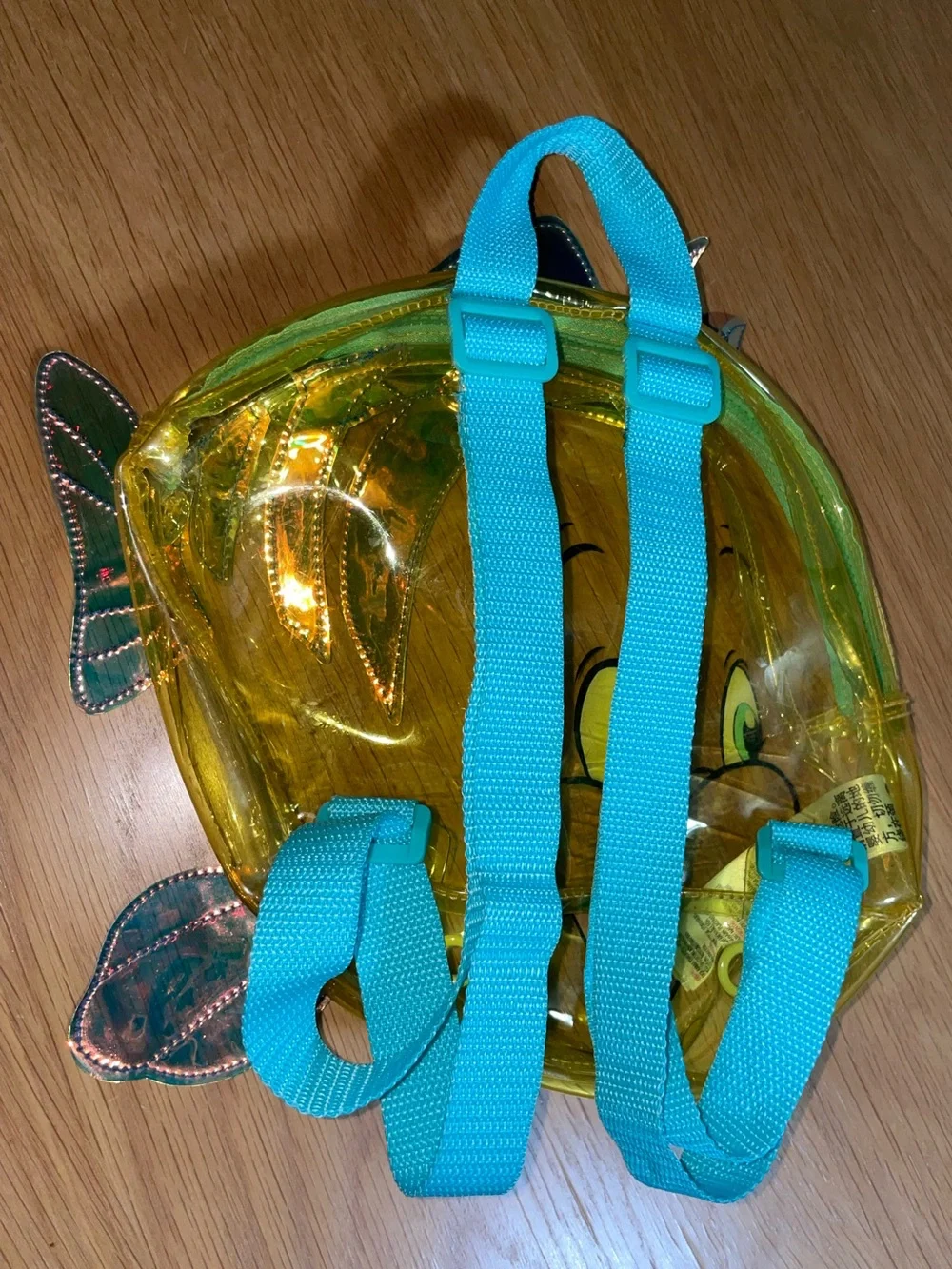 Disney Flounder The Little Mermaid Clear Yellow Backpack Iridescent Fins - OS